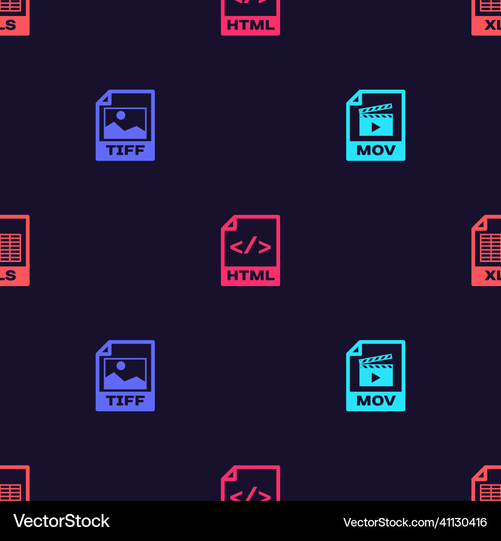 Set mov file document tiff html and xls Set mov file document tiff html and xls vector image