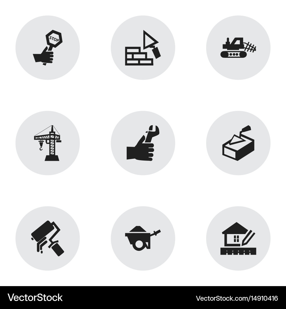 Set of 9 editable building icons includes symbols vector image
