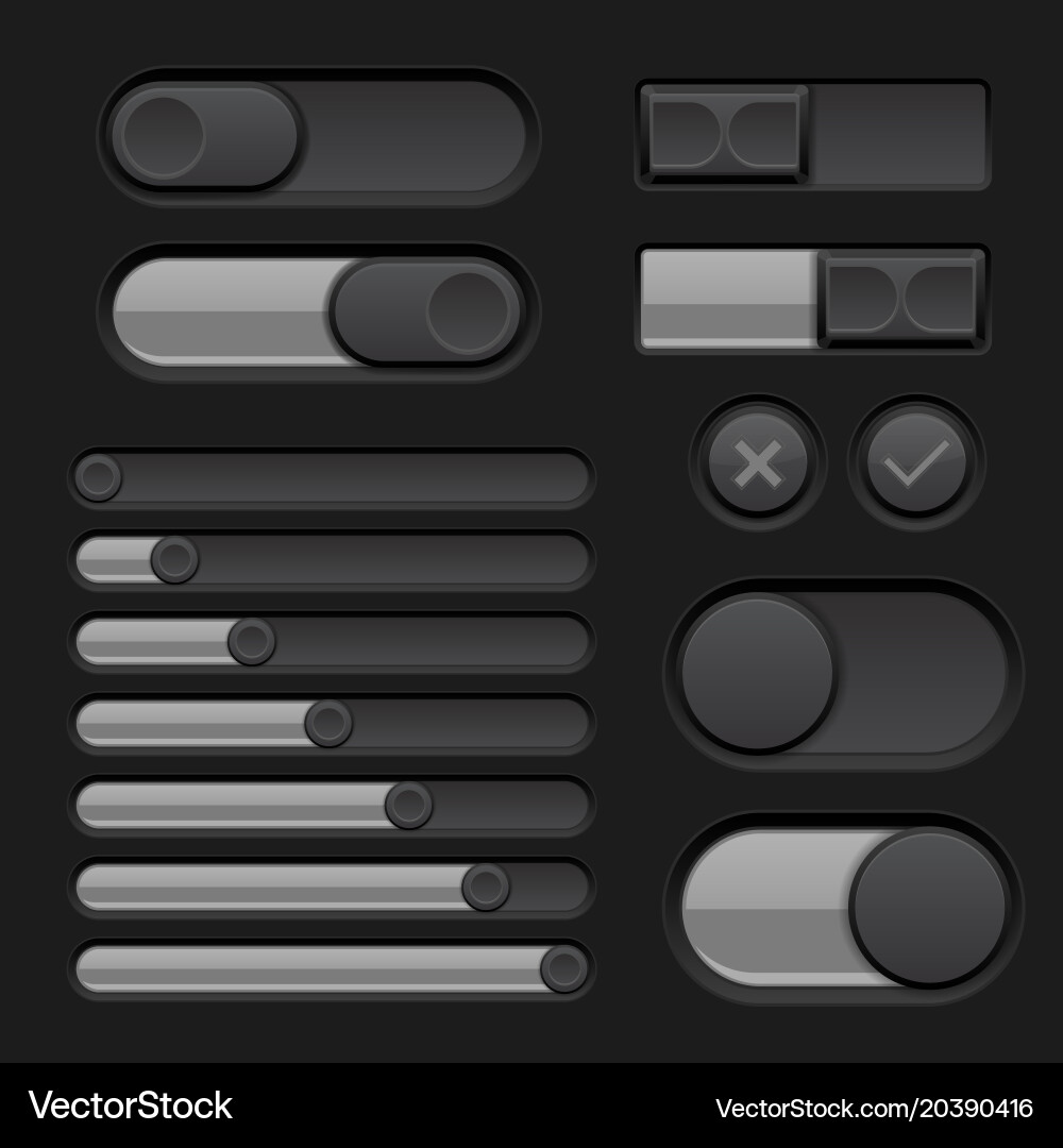 Set of black interface switch buttons sliders vector image