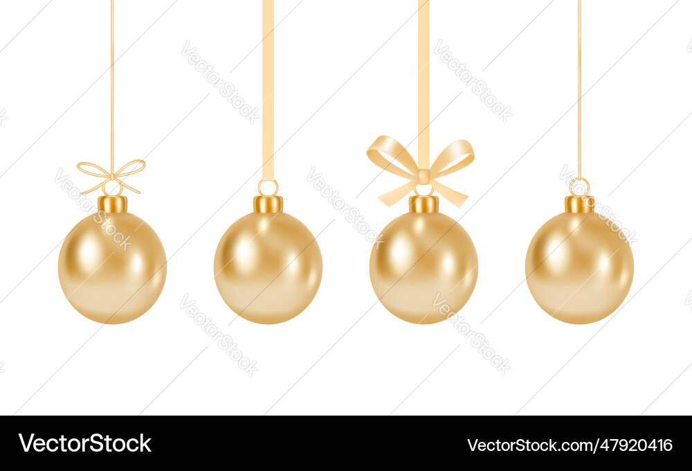 Set of hanging christmas toys shiny Set of hanging christmas toys shiny vector image