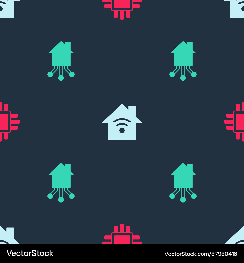 Set processor with cpu smart home wi-fi Set processor with cpu smart home wi-fi vector image