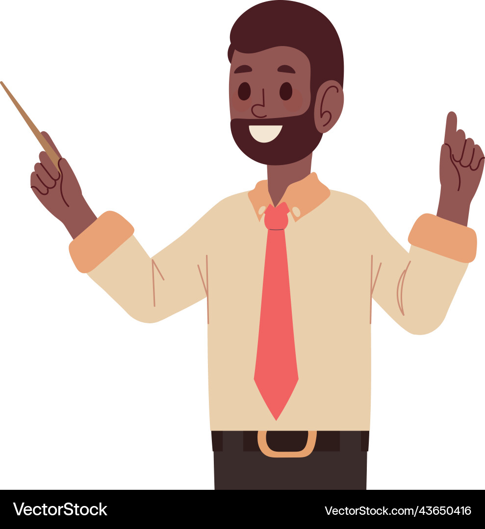 Smiling Black Teacher with Pointer vector image