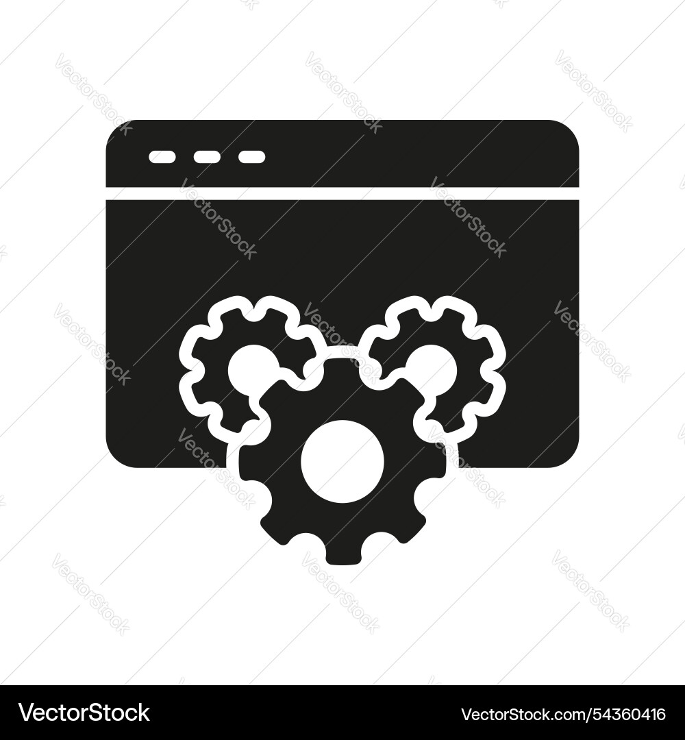 Web browser with gear for online configuration Web browser with gear for online configuration vector image