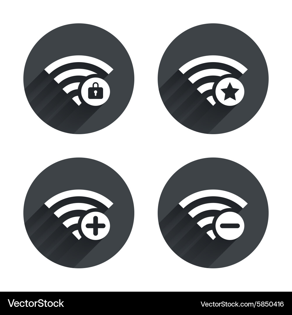 Wifi wireless network icons wi-fi add remove Vector Image