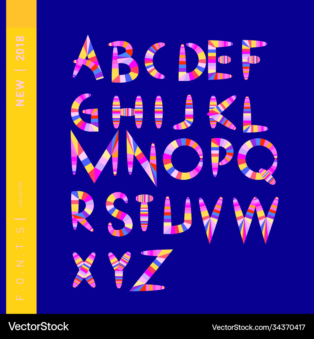 Abstract colorful font and alphabet vector image