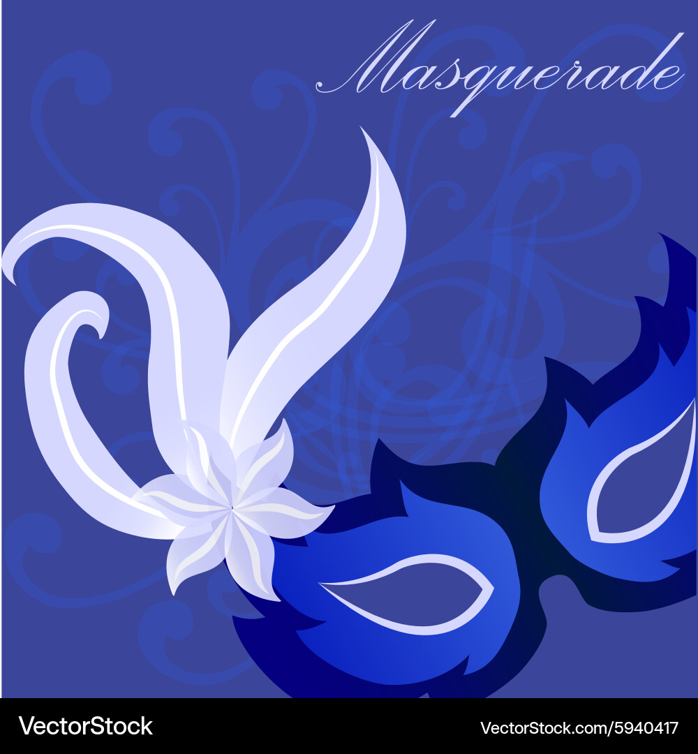 Colored background with text and a carnival mask vector image