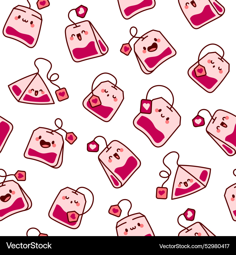 Cute kawaii tea bag cartoon character Cute kawaii tea bag cartoon character Vector Image