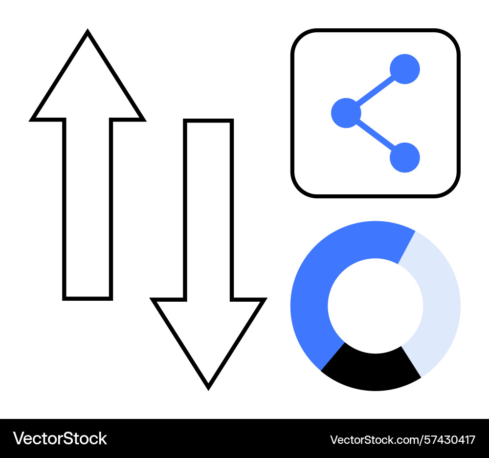 Data sharing and analytics with arrows Vector Image
