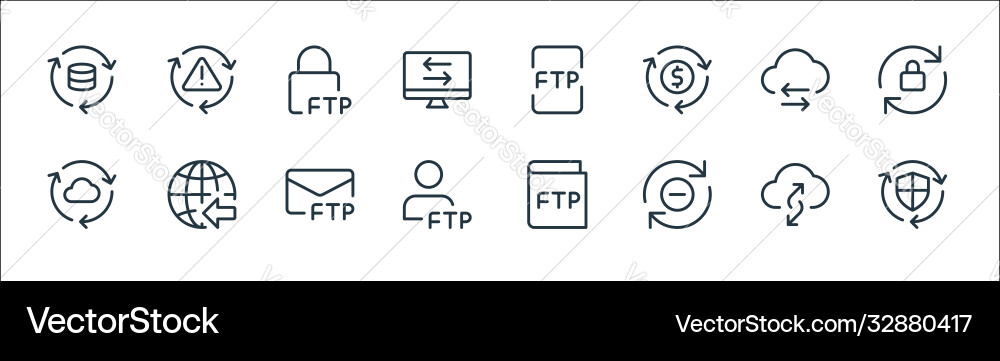 Data transfer line icons linear set quality vector image
