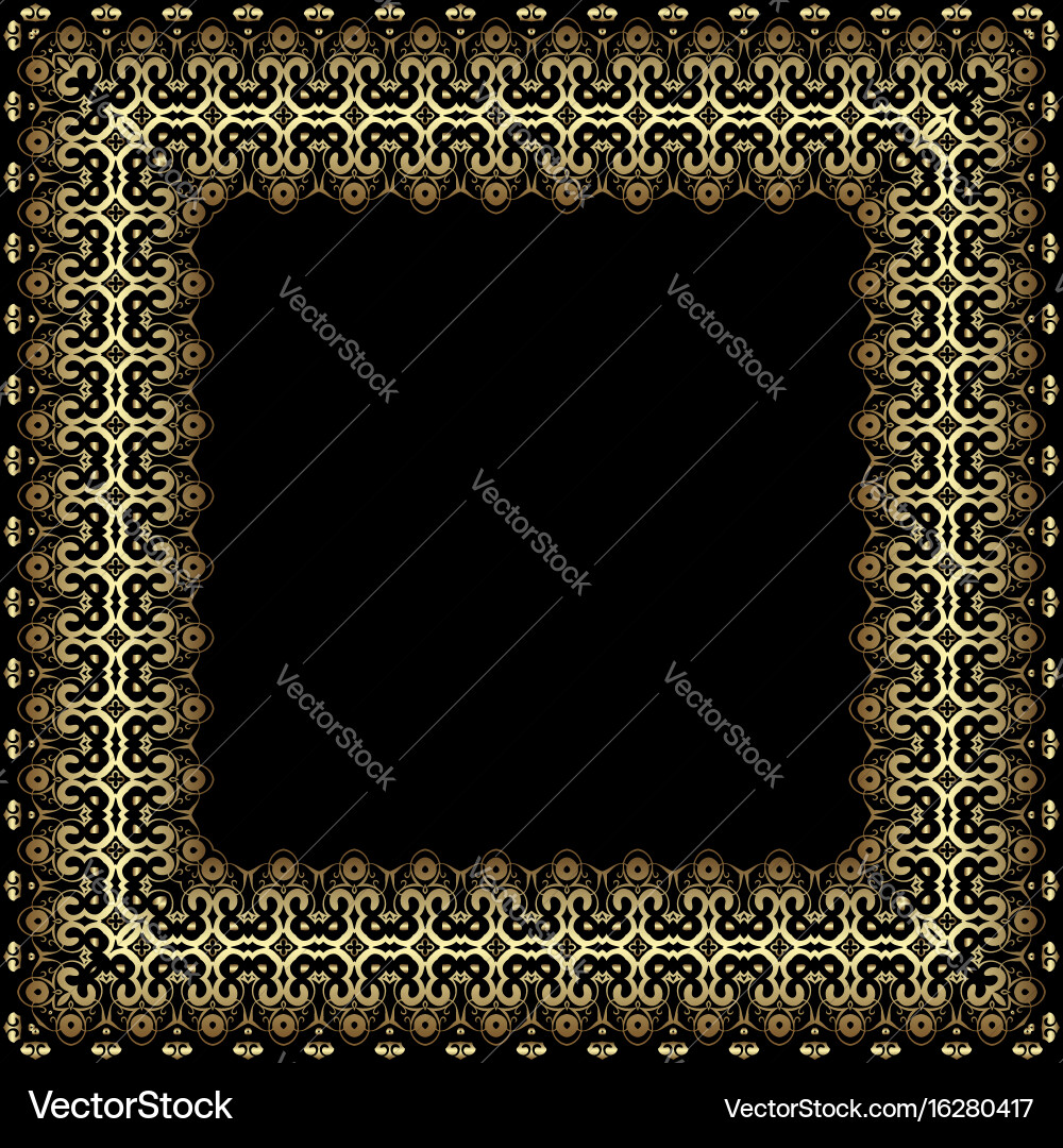 Frame with gold pattern on a black background vector image