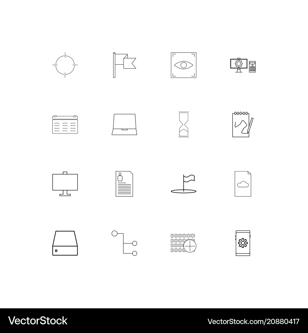 Internet technologies linear thin icons set vector image