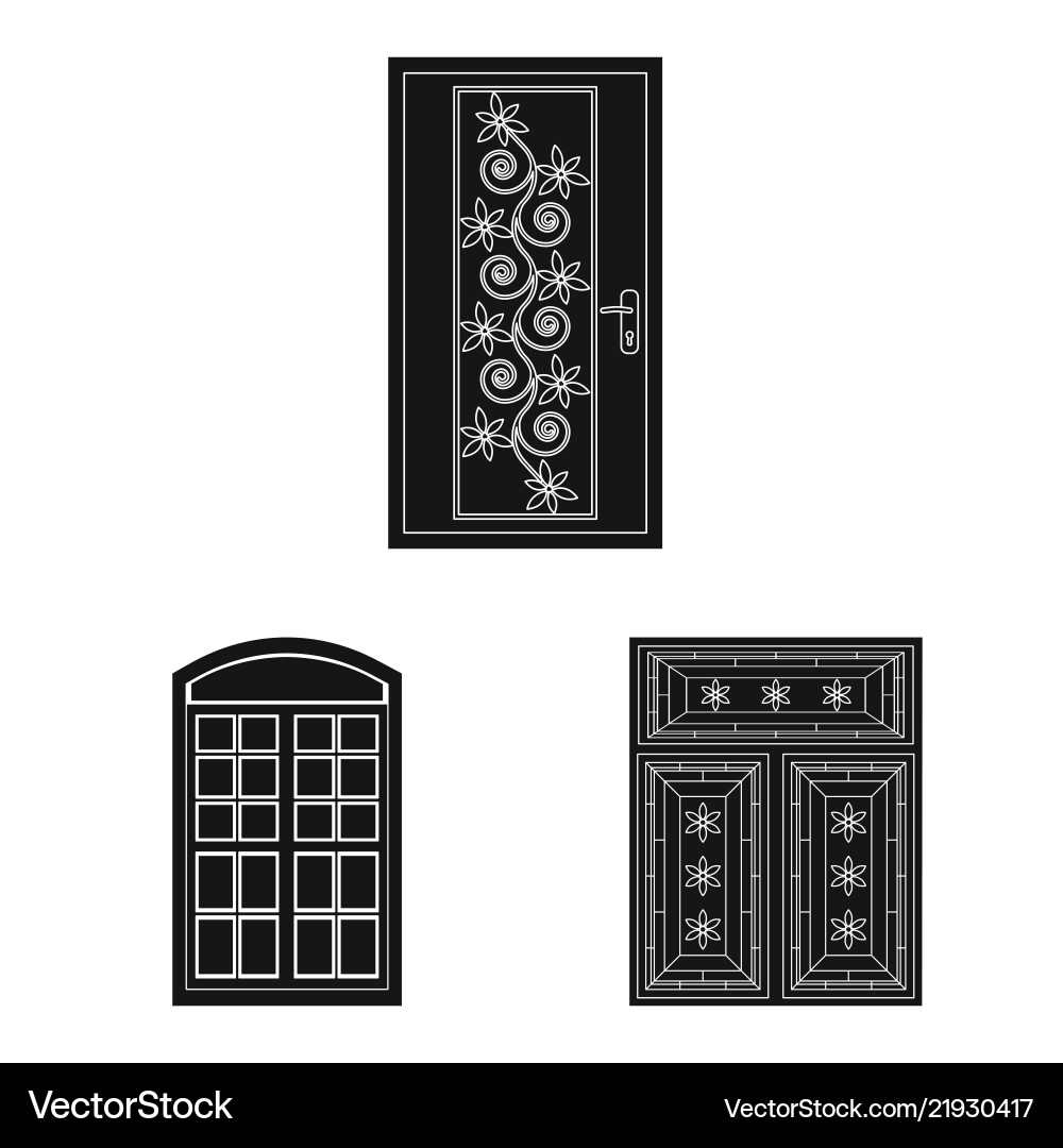 Isolated object of door and front icon set vector image