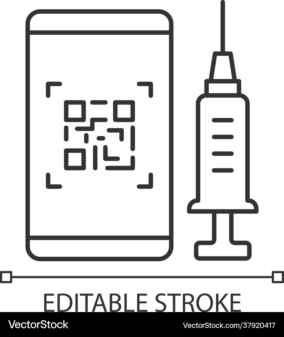 Qr code for vaccination linear icon Vector Image