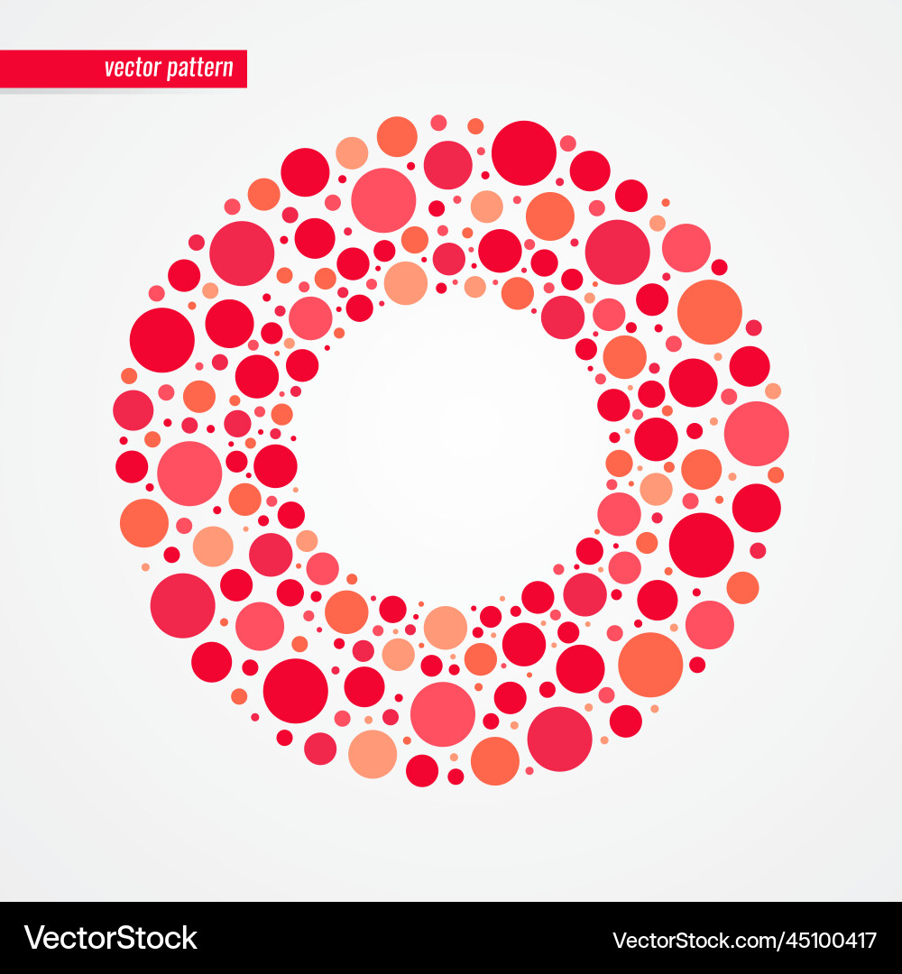Red and pink bubbles pattern circle shape frame vector image