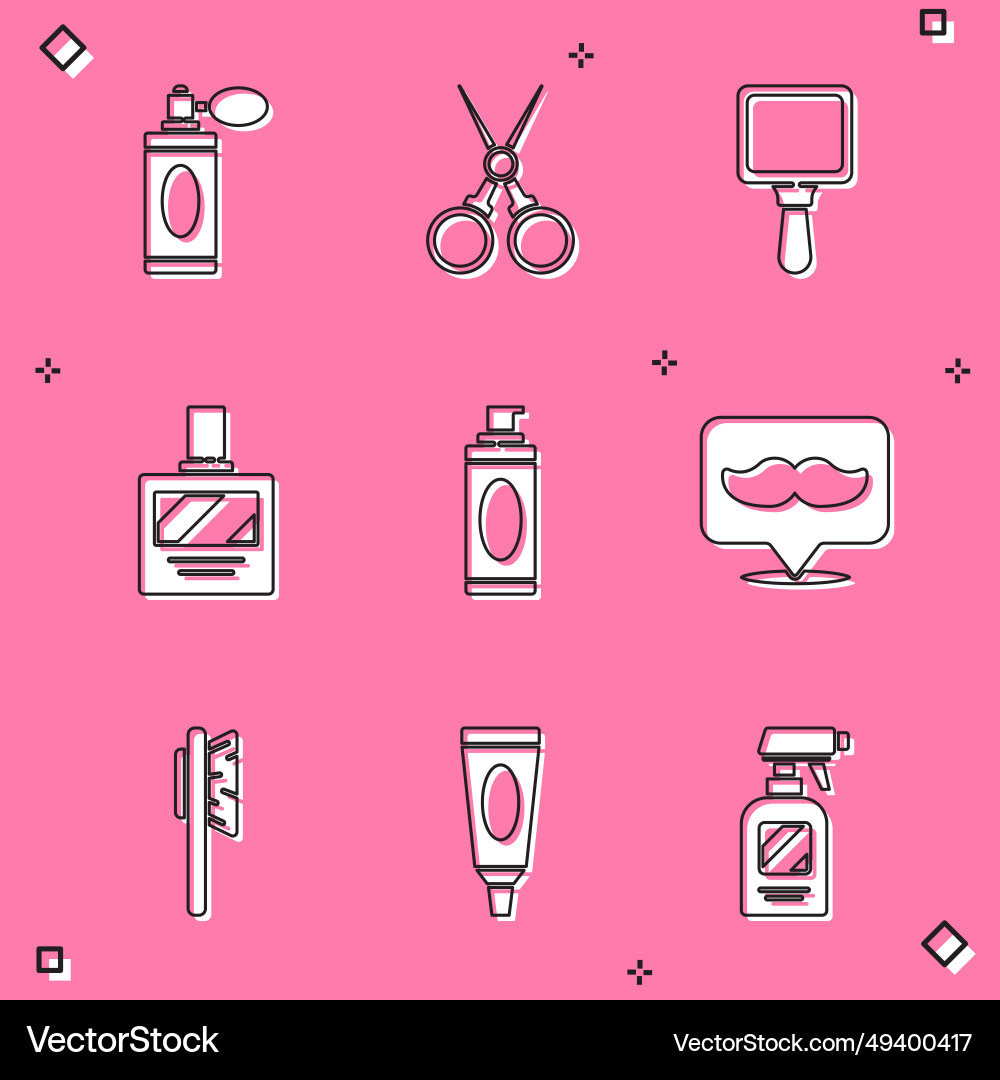 Set aftershave bottle with atomizer scissors Vector Image