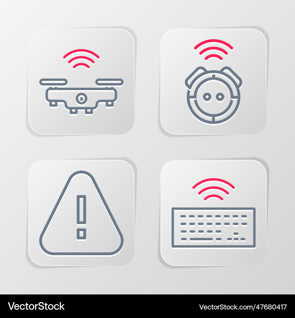 Set line wireless keyboard exclamation mark Set line wireless keyboard exclamation mark vector image