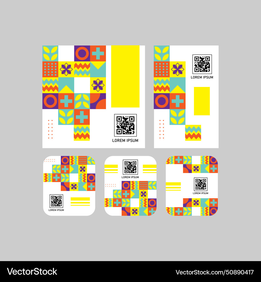 Set of different size qr code label with Vector Image