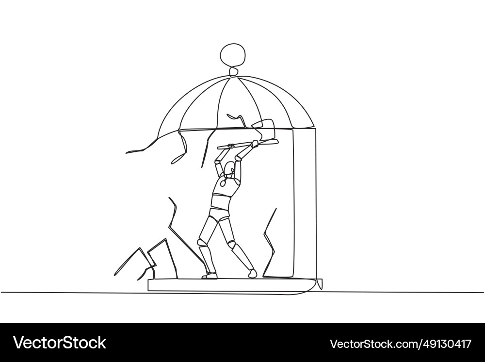 Single continuous line drawing smart robot Single continuous line drawing smart robot vector image