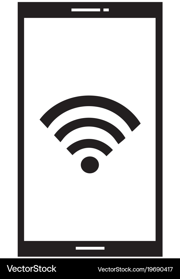 Smartphone device with wifi signal vector image