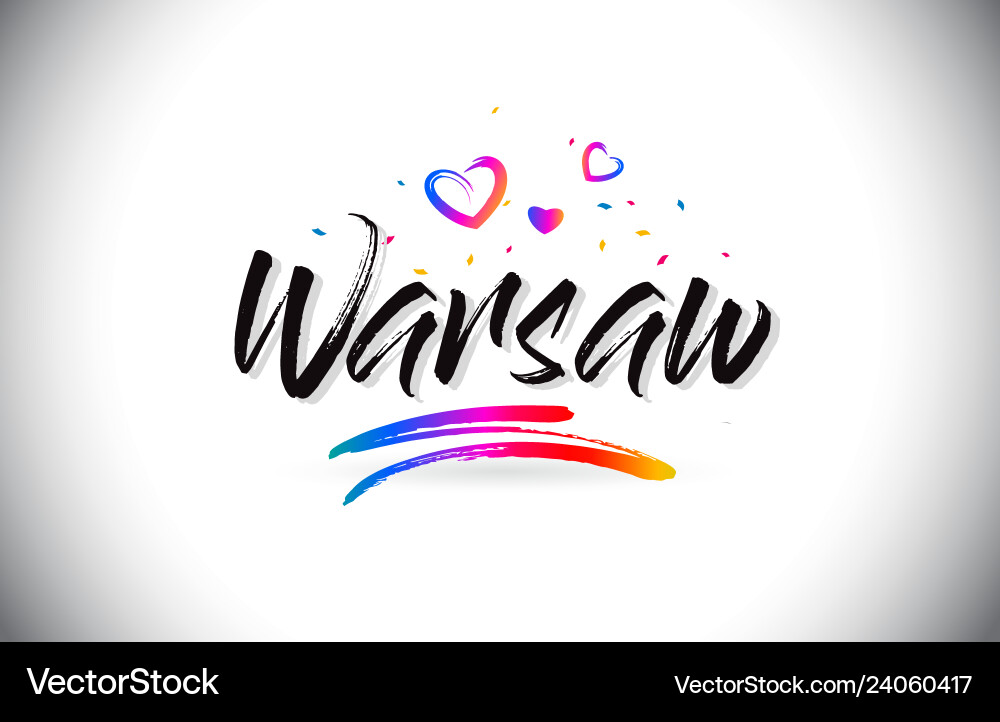 Warsaw welcome to word text with love hearts Vector Image
