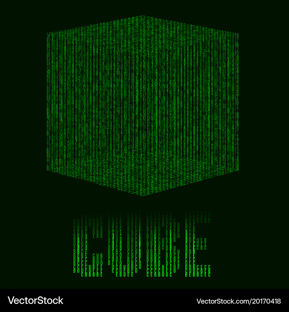 Abstract futuristic green background with cube vector image