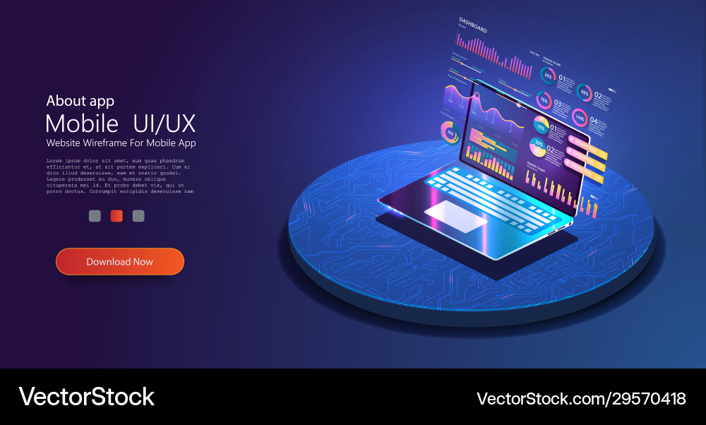 Application laptop with business graph Vector Image