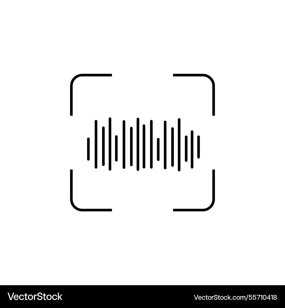 Audio waveform inside viewfinder a simple black Audio waveform inside viewfinder a simple black vector image