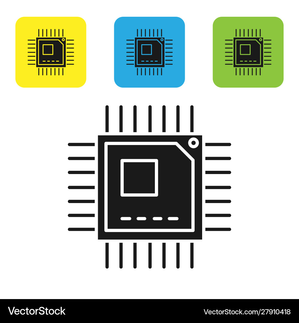 Black computer processor with microcircuits cpu Black computer processor with microcircuits cpu vector image