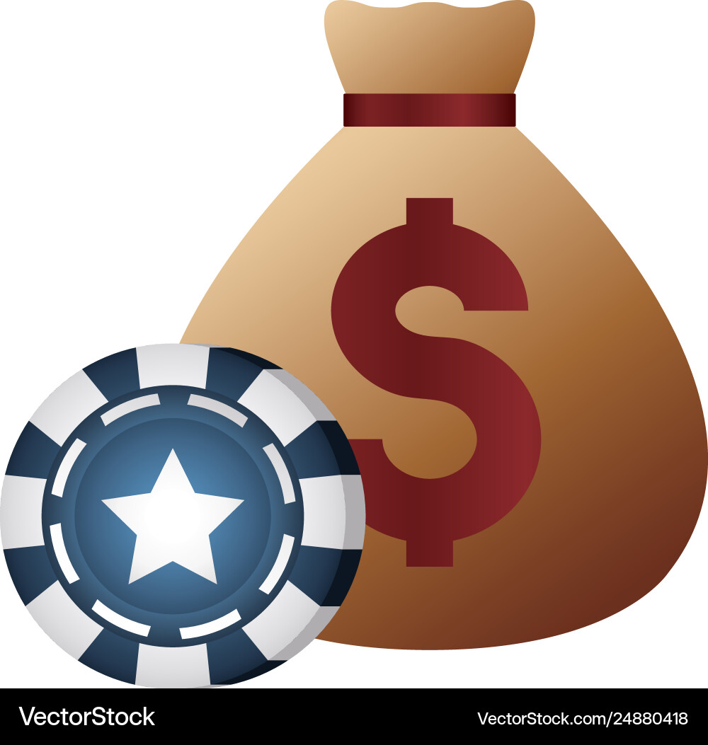 Casino Poker Geldbeutel Dollar Chip Vektorbild