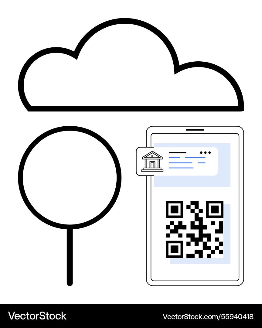 Cloud-Datenzugriff mit Qr-Code auf Smartphone Cloud-Datenzugriff mit Qr-Code auf Smartphone vektorbild