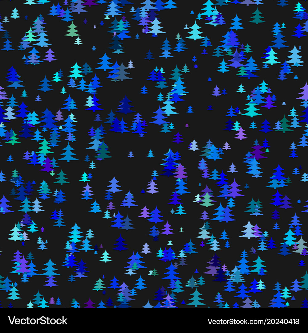 Colored random pine tree background - winter vector image