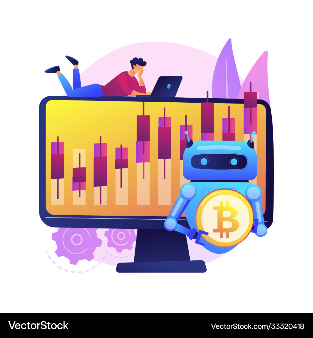 Crypto trading bot abstract concept Crypto trading bot abstract concept vector image