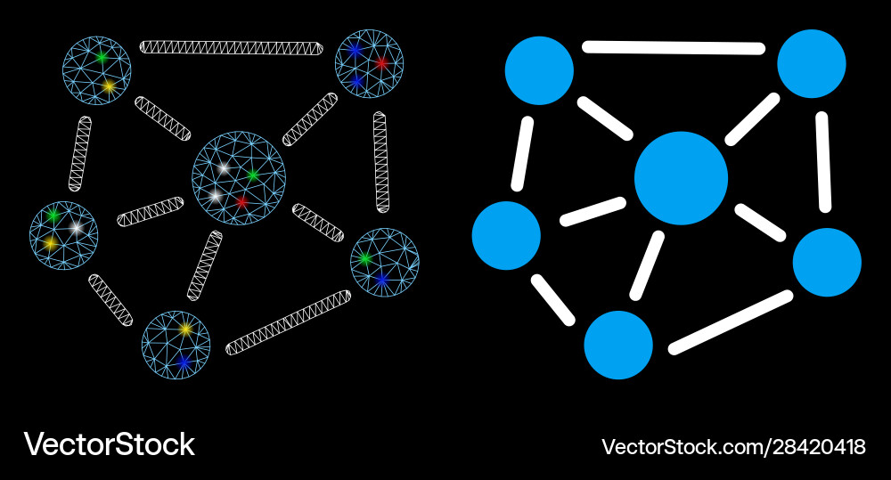 Flare mesh network social graph icon with Flare mesh network social graph icon with vector image