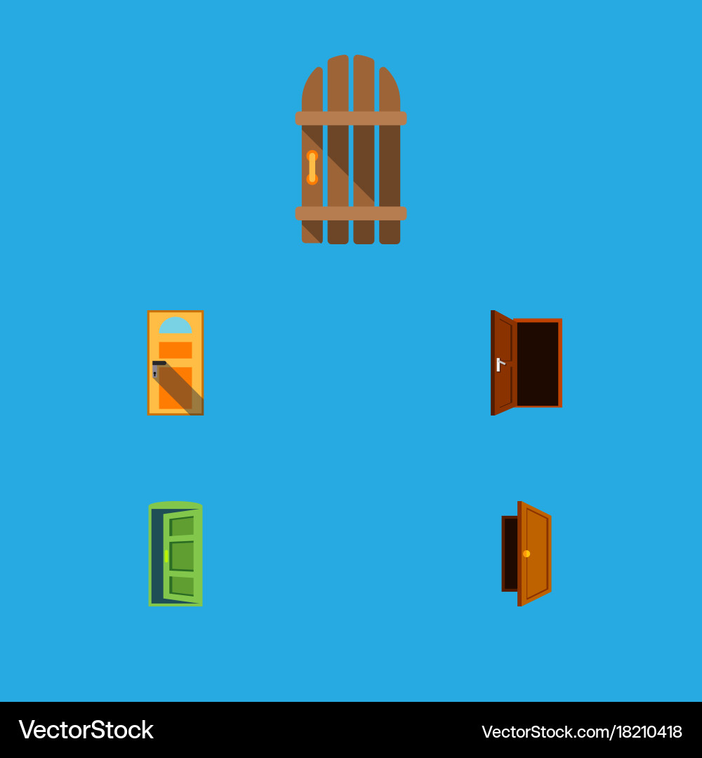 Flat icon approach set of exit entry vector image