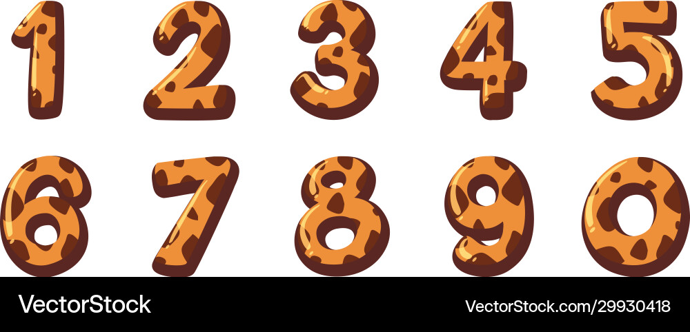 Font design for number one to zero on white Font design for number one to zero on white vector image
