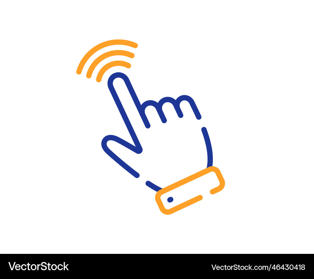 Hand cursor line icon click action sign Hand cursor line icon click action sign vector image