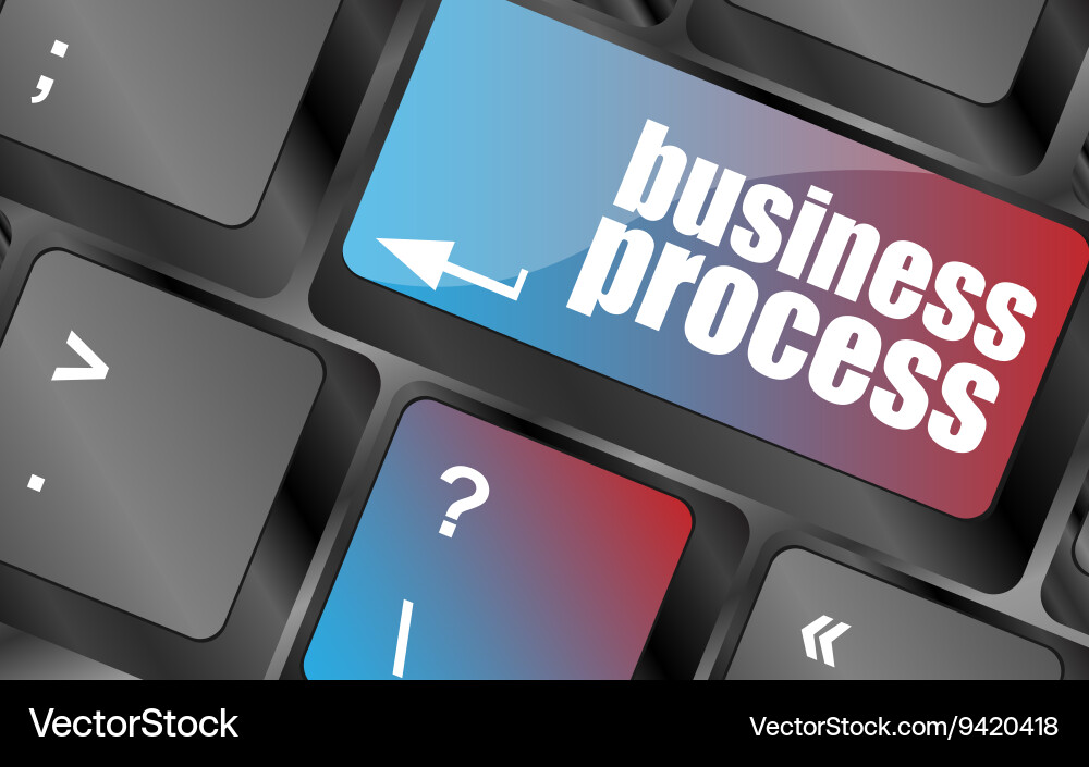 Keyboard key with business process button vector image