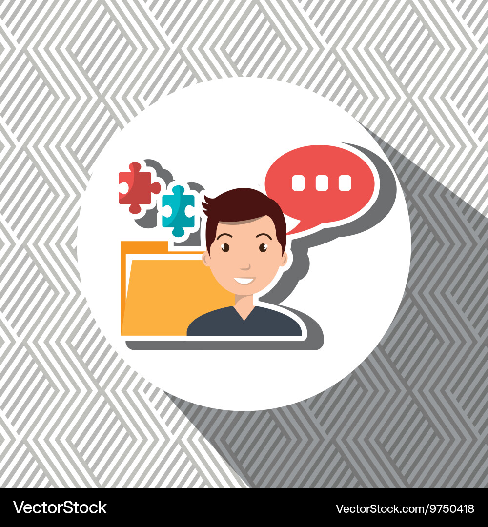 Man with files isolated icon design vector image