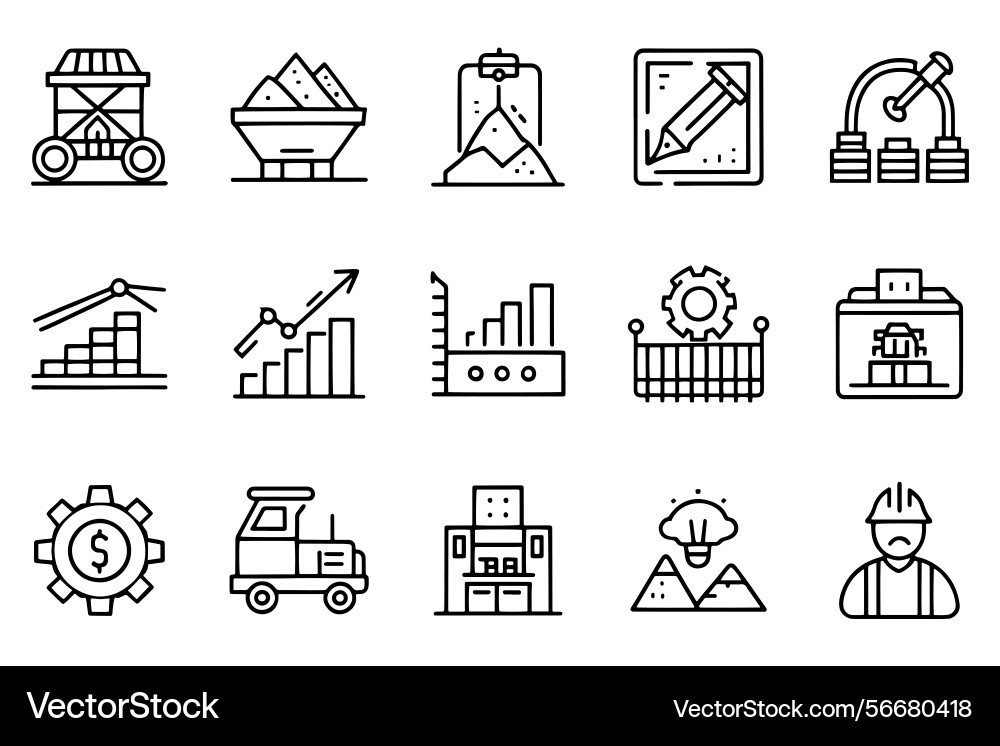Mining processing statistic related editable Vector Image