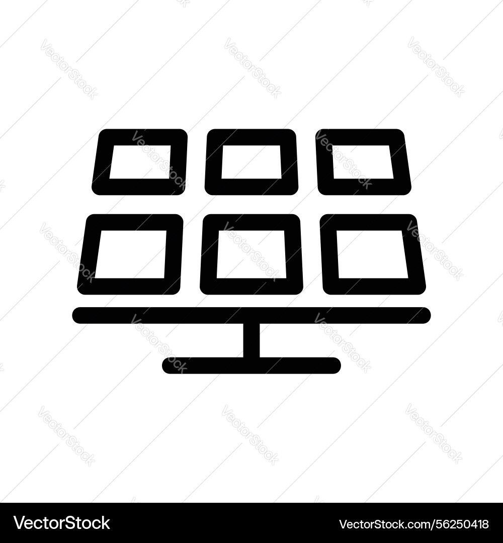 Outline icon of a solar panel array used Outline icon of a solar panel array used vector image