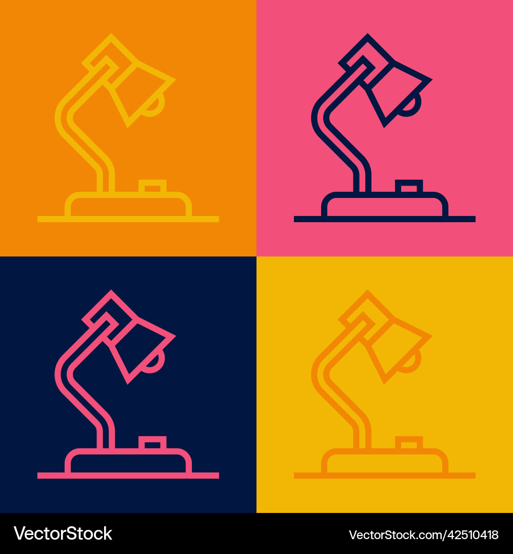 Pop art line table lamp icon isolated on color Pop art line table lamp icon isolated on color vector image