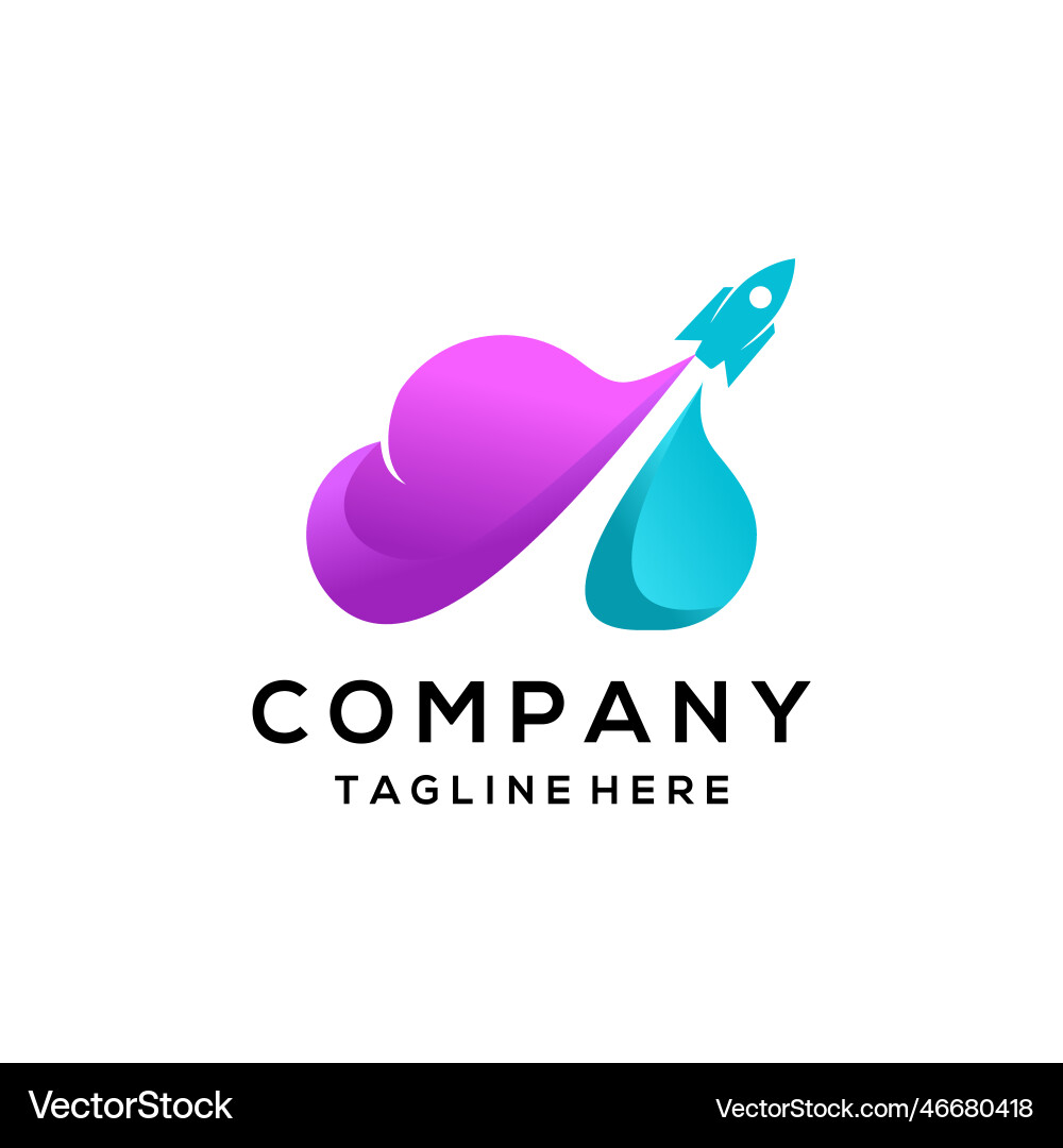 Rocket cloud logo with gradient color style Vector Image