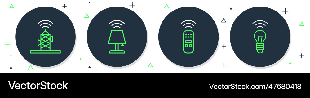 Set line smart table lamp remote control Set line smart table lamp remote control vector image