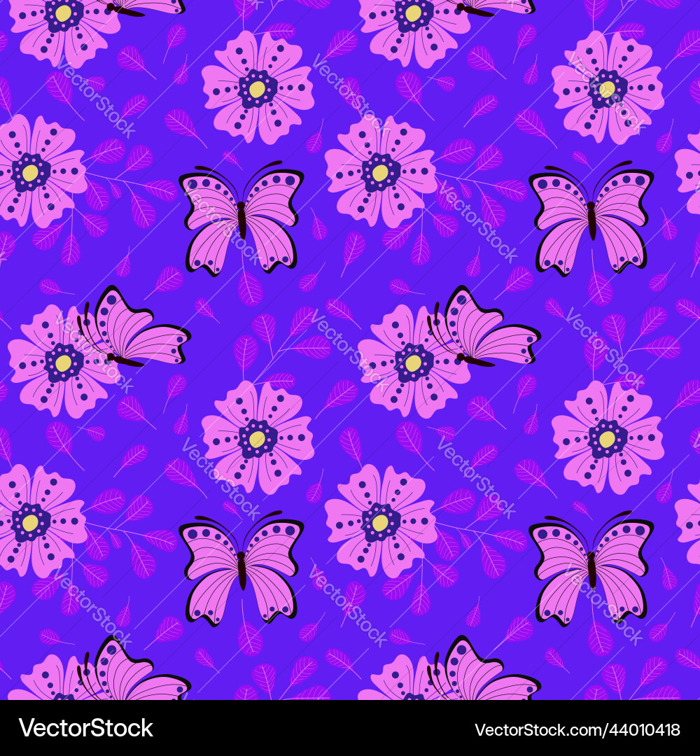 Set of seamless patterns with butterflies Vector Image
