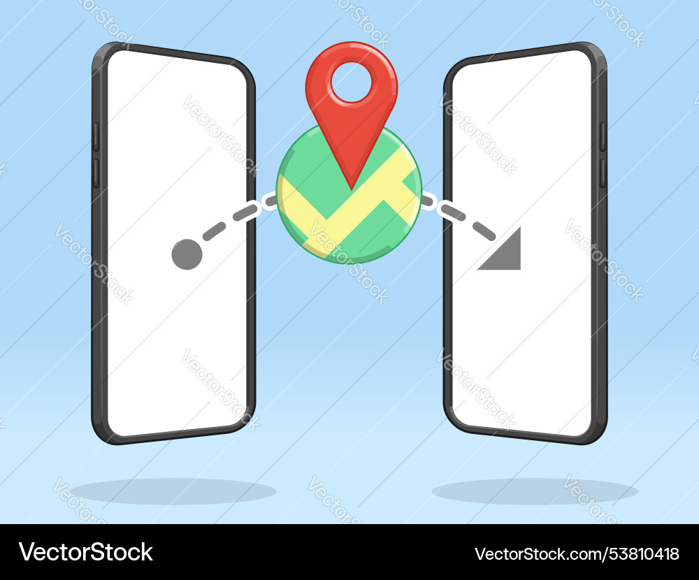 Smartphone transfer map location pin navigation vector image