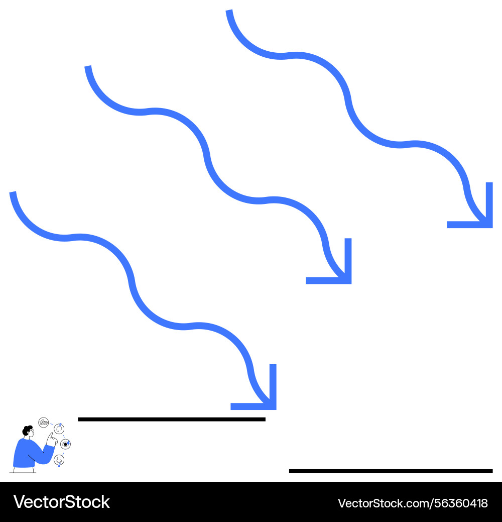 Streamlined workflow represented by curved arrows Streamlined workflow represented by curved arrows Vector Image