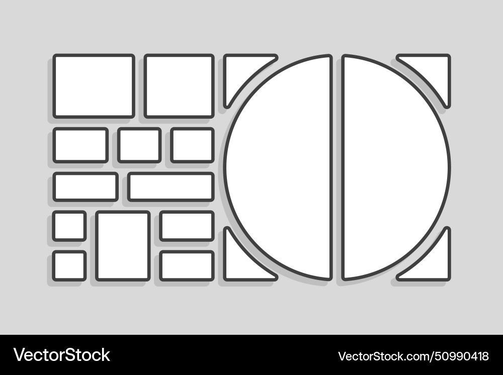 Template collage of fourteen frames images photo Template collage of fourteen frames images photo vector image
