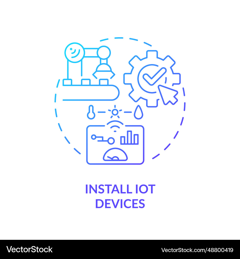 2d gradient thin linear icon install iot devices 2d gradient thin linear icon install iot devices vector image