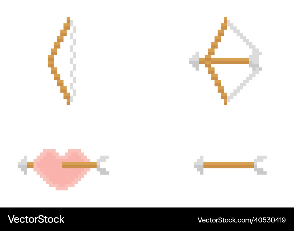 A collection of heart and arrow in pixel style A collection of heart and arrow in pixel style vector image