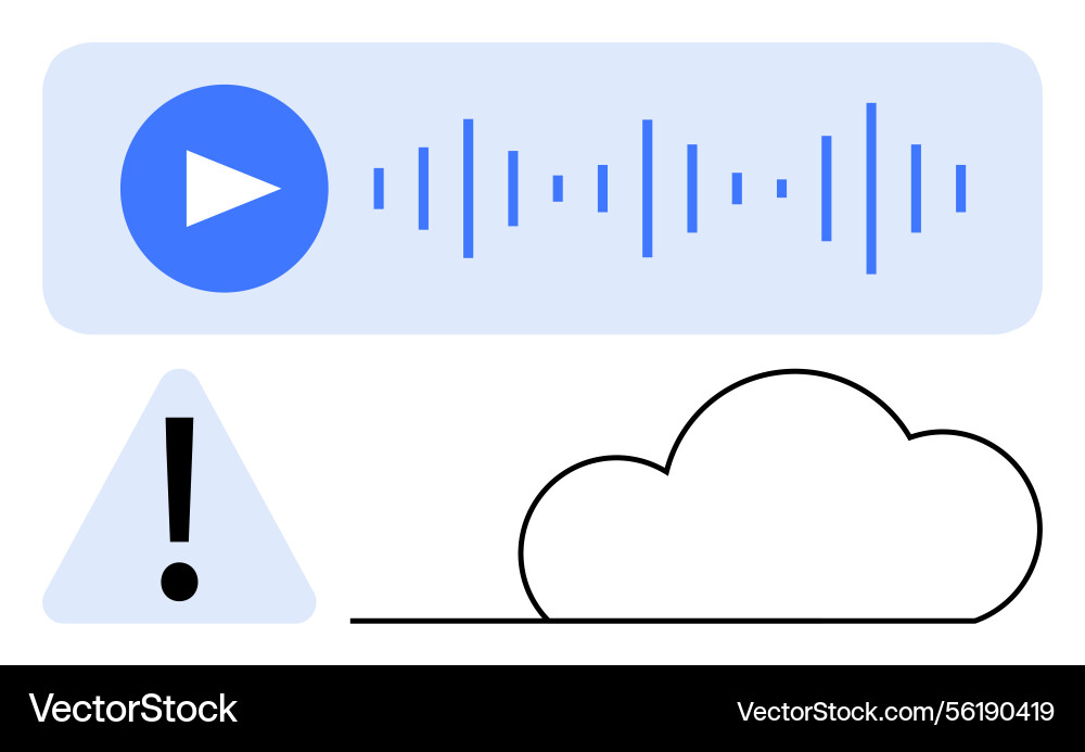 Audio stream with warning alert and cloud Audio stream with warning alert and cloud Vector Image